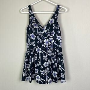 Vintage 80’s Maxine of Hollywood floral one piece swim dress women’s 16